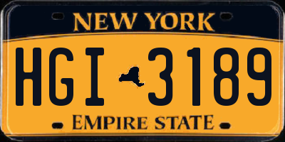 NY license plate HGI3189