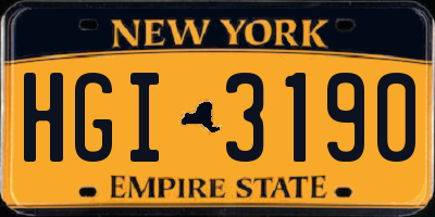 NY license plate HGI3190