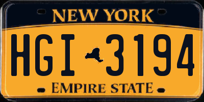 NY license plate HGI3194