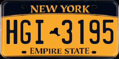NY license plate HGI3195