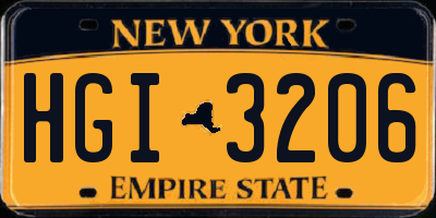 NY license plate HGI3206
