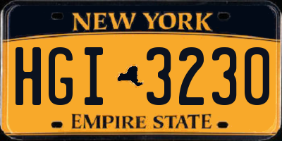 NY license plate HGI3230
