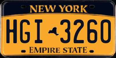 NY license plate HGI3260