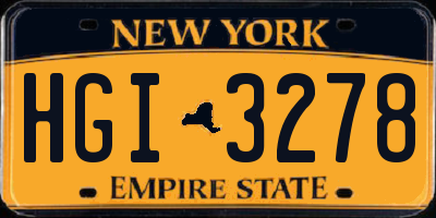 NY license plate HGI3278