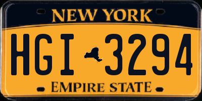 NY license plate HGI3294