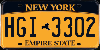 NY license plate HGI3302