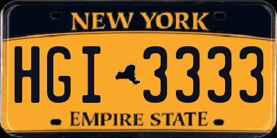 NY license plate HGI3333