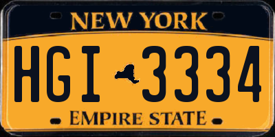 NY license plate HGI3334