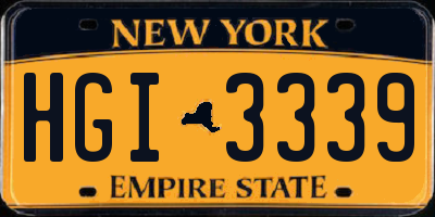 NY license plate HGI3339