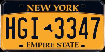 NY license plate HGI3347