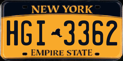 NY license plate HGI3362