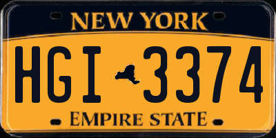 NY license plate HGI3374