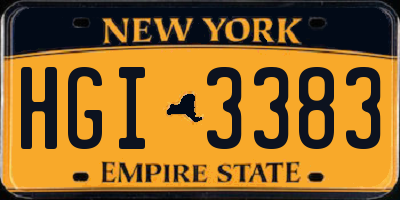 NY license plate HGI3383