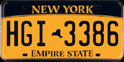 NY license plate HGI3386