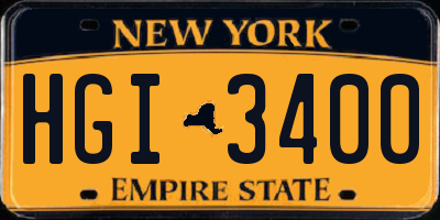 NY license plate HGI3400