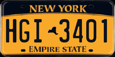 NY license plate HGI3401