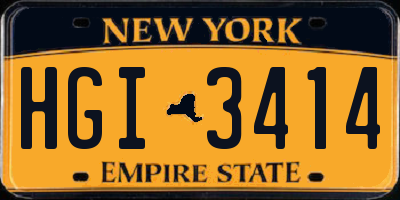 NY license plate HGI3414