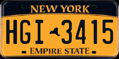 NY license plate HGI3415