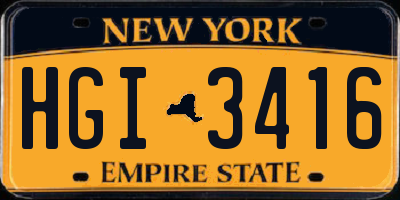 NY license plate HGI3416