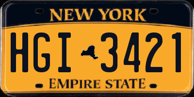 NY license plate HGI3421