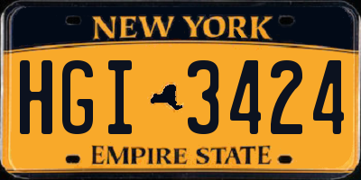 NY license plate HGI3424