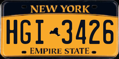 NY license plate HGI3426