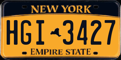 NY license plate HGI3427