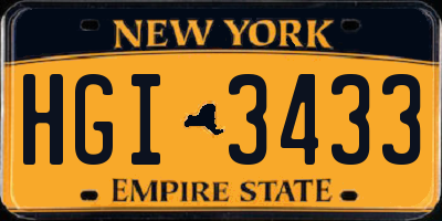 NY license plate HGI3433