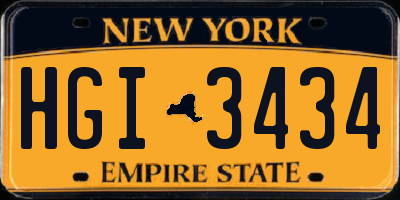 NY license plate HGI3434