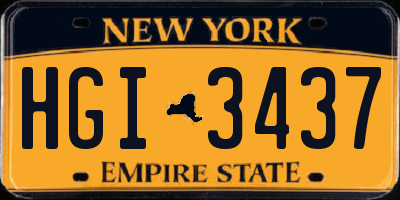 NY license plate HGI3437
