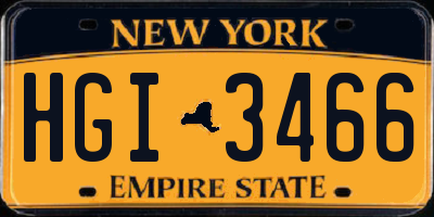 NY license plate HGI3466