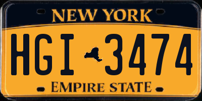 NY license plate HGI3474
