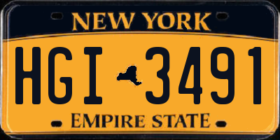NY license plate HGI3491