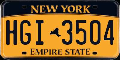 NY license plate HGI3504