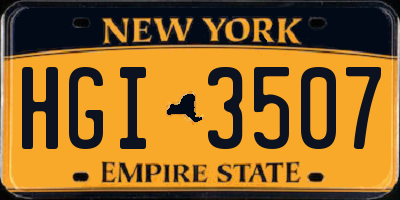 NY license plate HGI3507