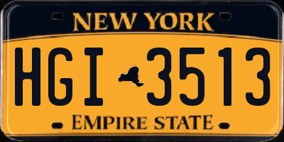 NY license plate HGI3513