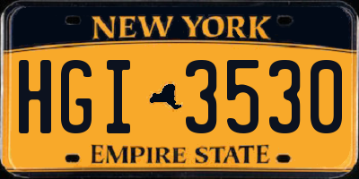 NY license plate HGI3530