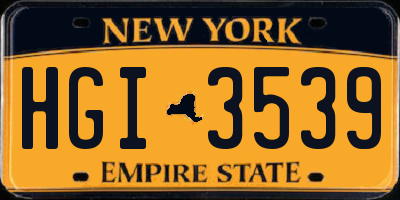 NY license plate HGI3539