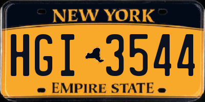 NY license plate HGI3544