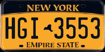 NY license plate HGI3553