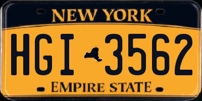 NY license plate HGI3562