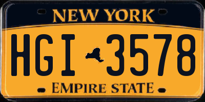 NY license plate HGI3578