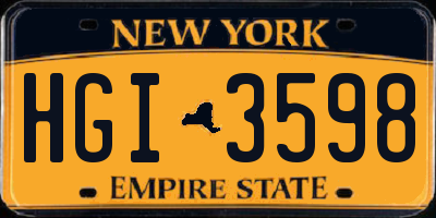 NY license plate HGI3598