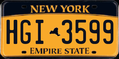 NY license plate HGI3599