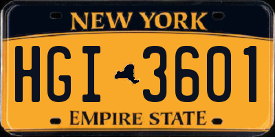 NY license plate HGI3601