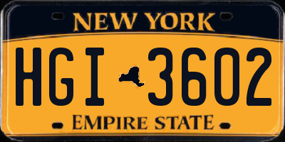 NY license plate HGI3602