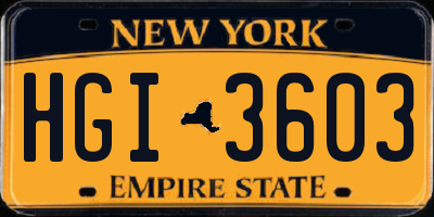NY license plate HGI3603