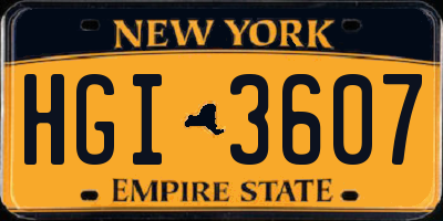 NY license plate HGI3607