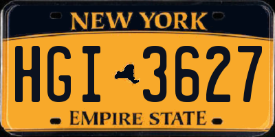 NY license plate HGI3627