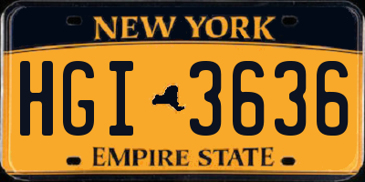 NY license plate HGI3636